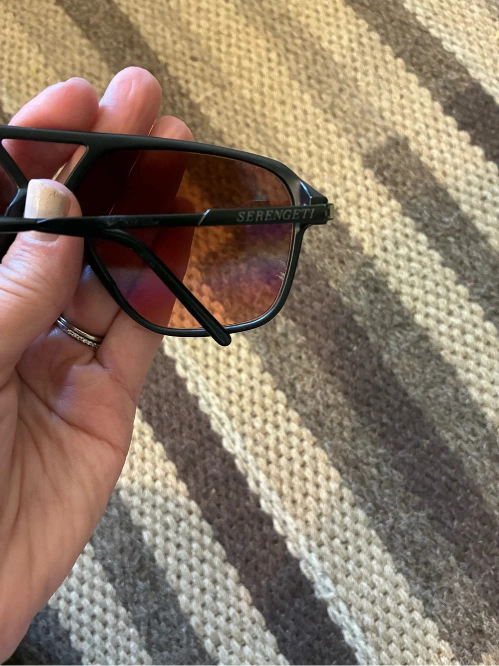 Vintage Serengeti Drivers 5310K Black Aviator Sunglasses Corning Glass Japan